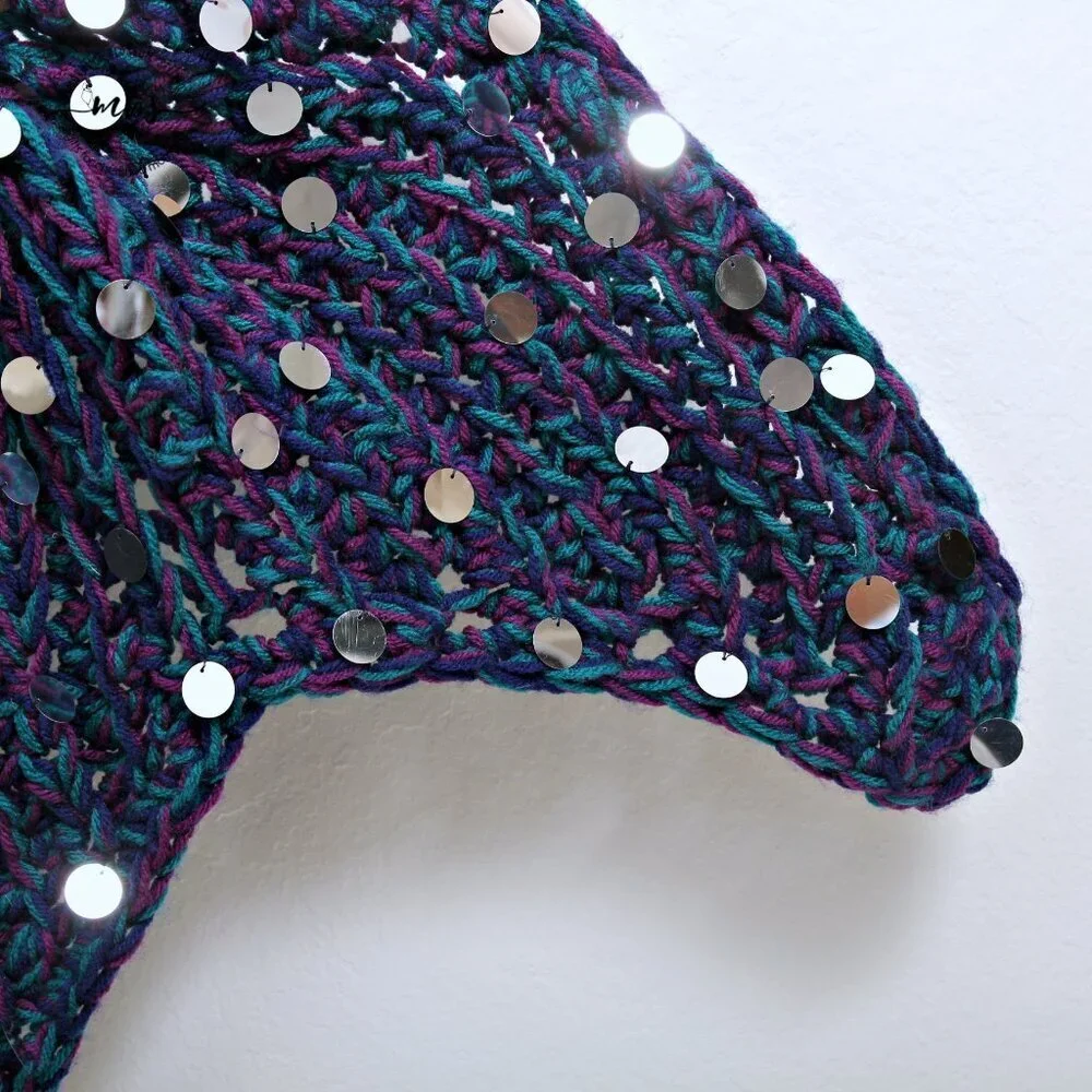 Adult Knitted Mermaid Tail Blanket with Sequins‎